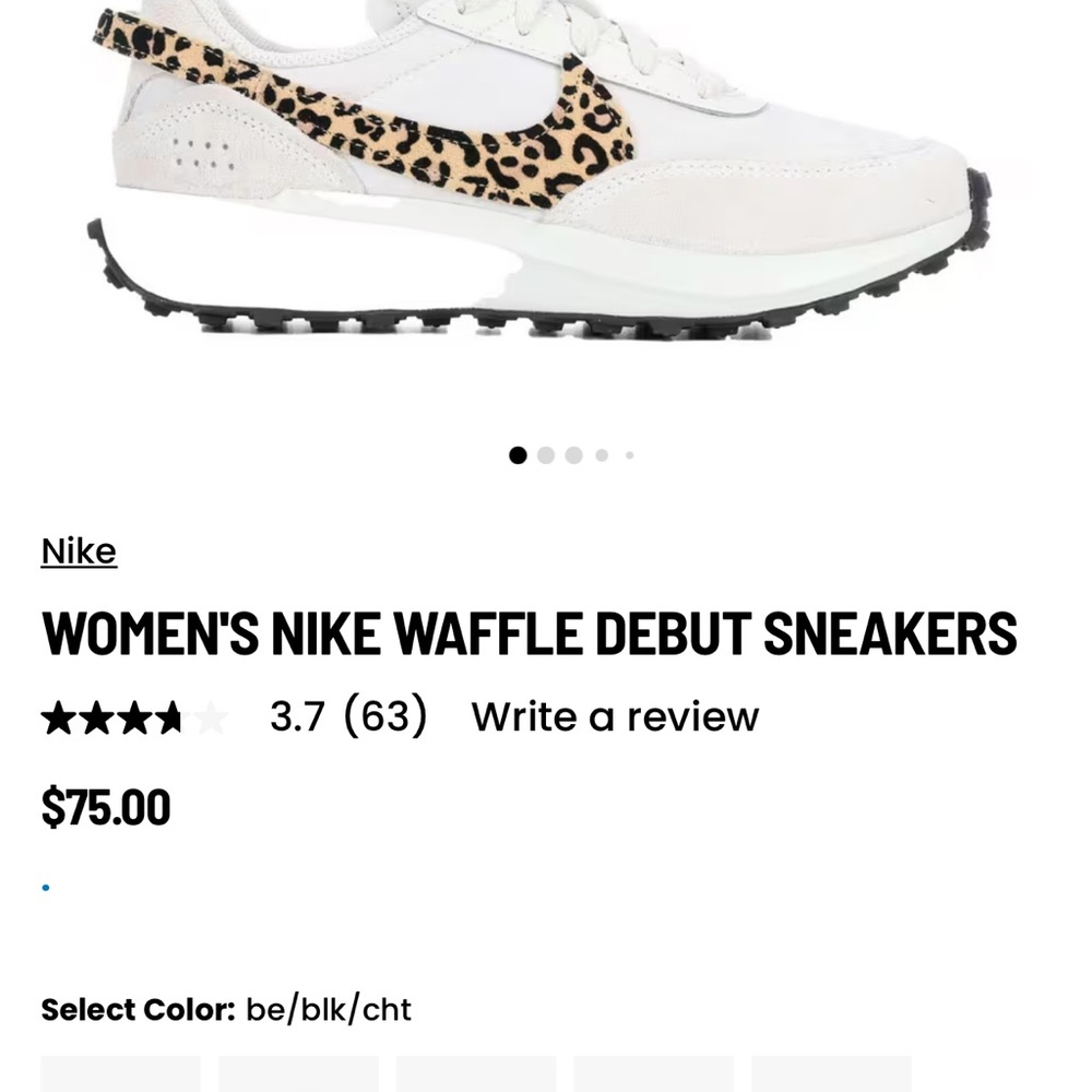 Nike Women's Waffle Debut Sneakers - Beige and Black with Leopard Accent